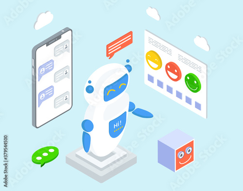 
Artificial conversational entity, chatbot vector design 
