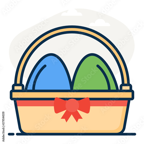 
Egg bucket vector, hamper icon in flat style 
