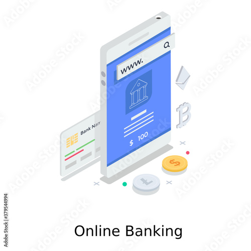 
Online banking, trendy vector of e banking app 
