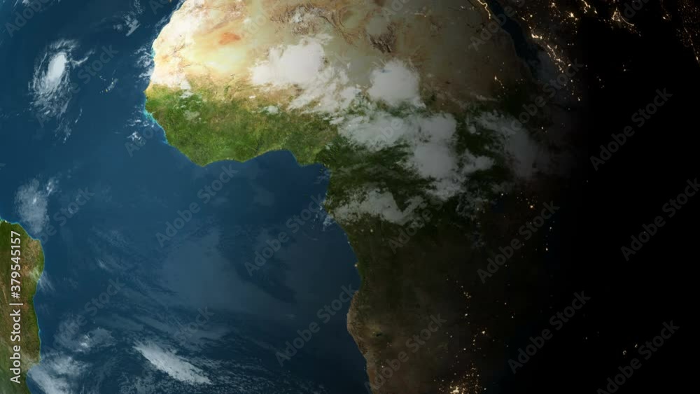 Realistic Earth Rotating with correct rotation in seamless loop. Texture map courtesy of NASA.