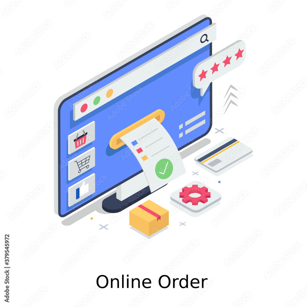 Online receipt in modern isometric style
Online receipt in modern isometric style
