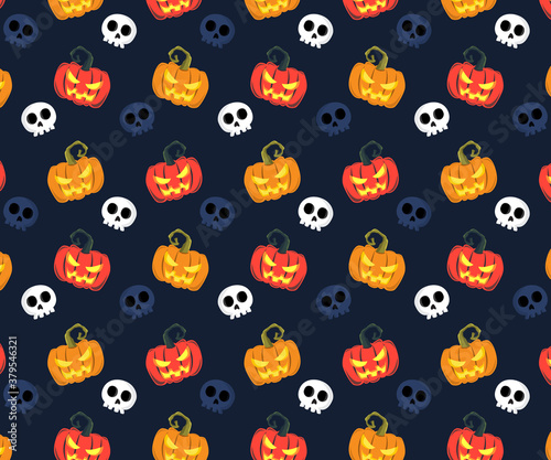 Seamless pattern pumpkin and ghost vector