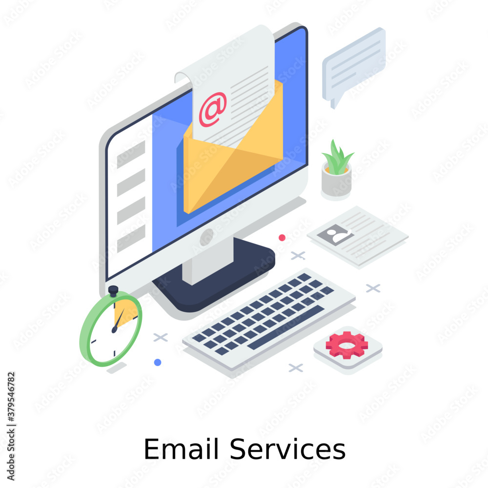 Email services illustration design, isometric vector
Email services illustration design, isometric vector
