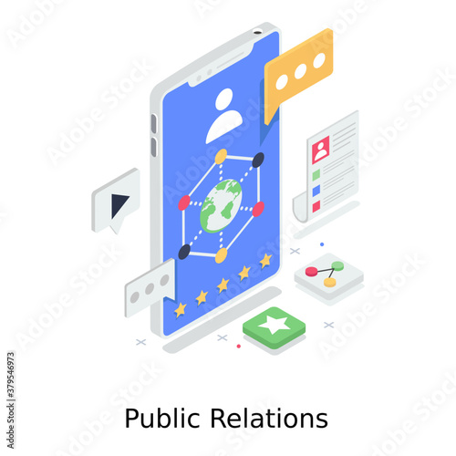 
Public relations concept in trendy isometric style 
