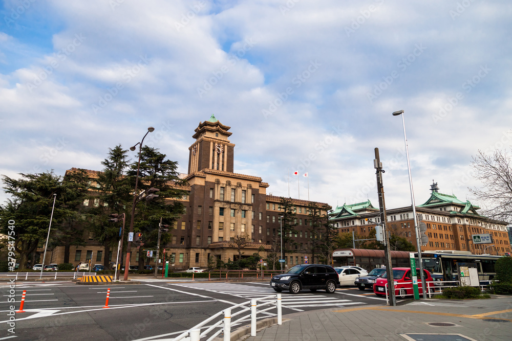 NAGOYA JAPAN - 27 March, 2016:Nagoya City Hall building and the clock tower.