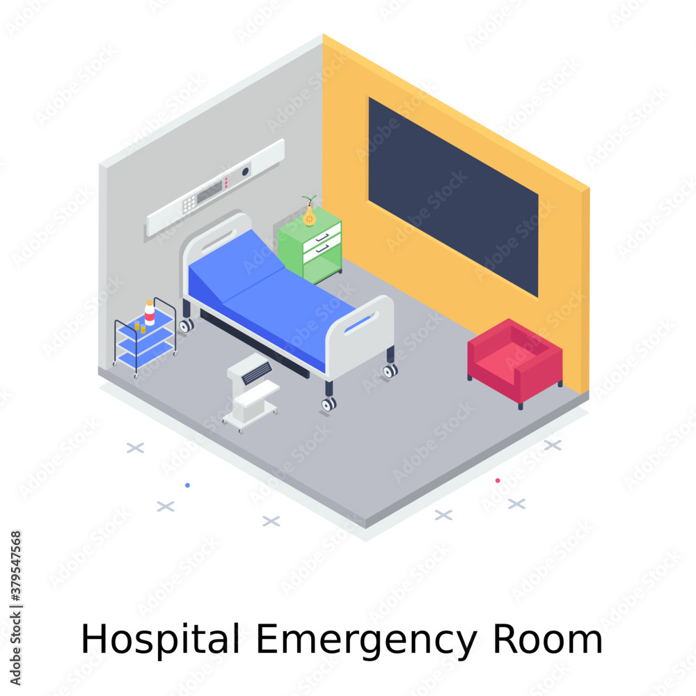 
Hospital emergency room vector design, hospital interior 
