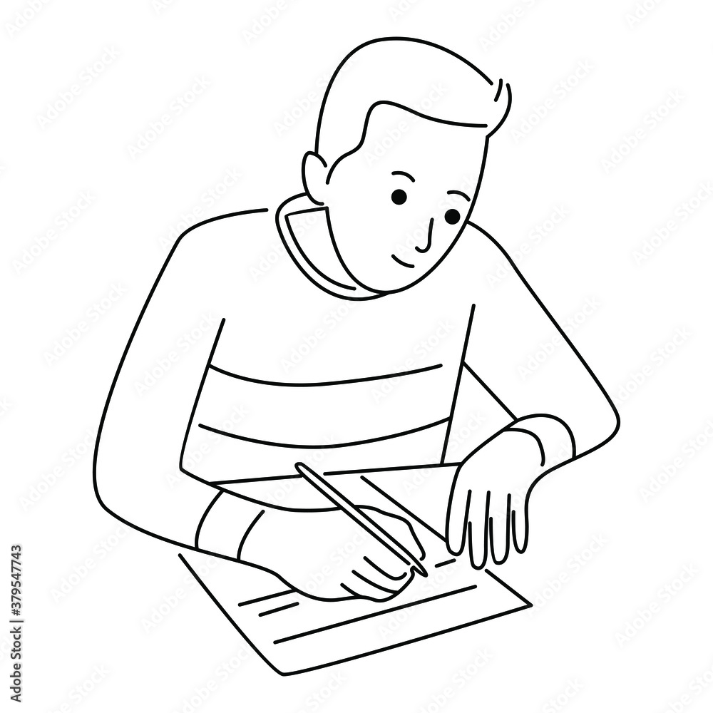 Man writing notes on a piece of paper with a pen