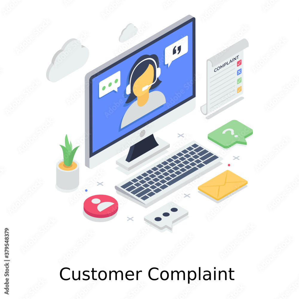 
A design of customer complaint in isometric style 

