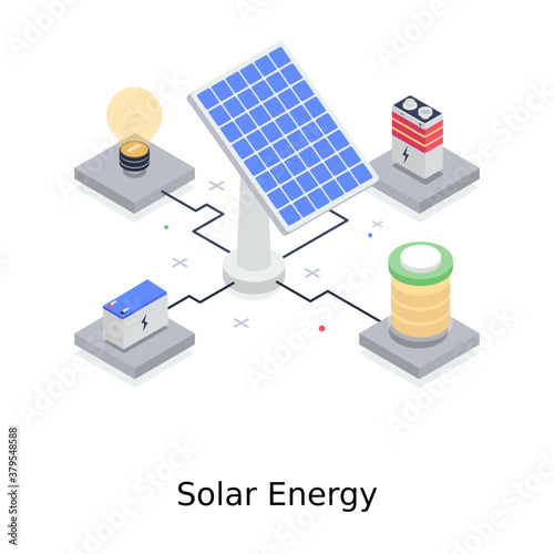 
Design of solar energy in editable style, solar power 
