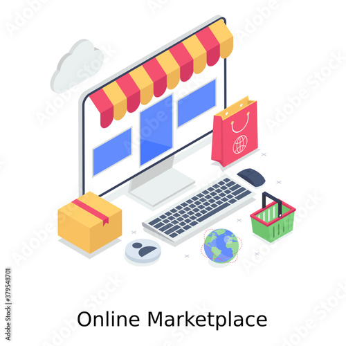 
Online marketplace vector style, isometric illustration best for virtual buying 
