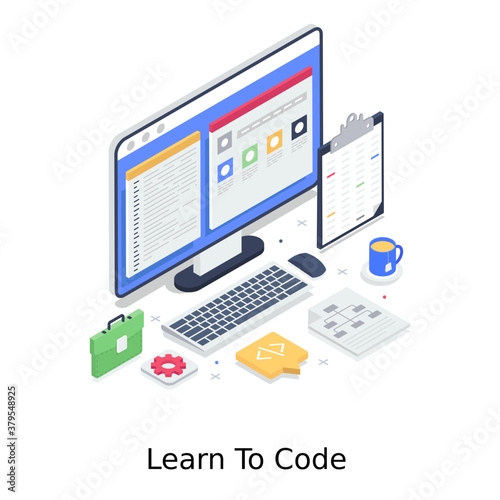  Abstract technology, computer programming vector style, learn to code 