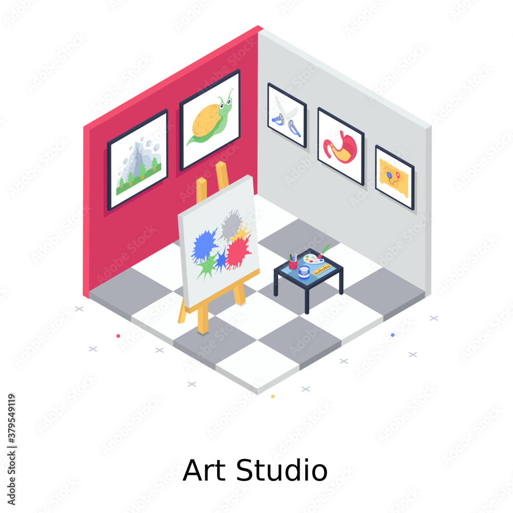 Art studio, isometric vector in editable quality
Art studio, isometric vector in editable quality