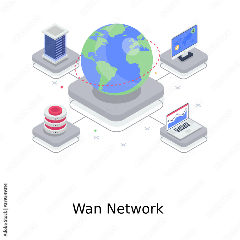 
A design of wan network, wide area network 
 - obrazy, fototapety, plakaty 