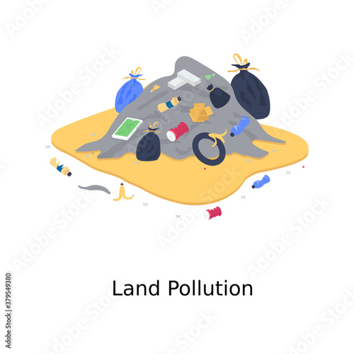 
Land pollution vector design, editable illustration 
