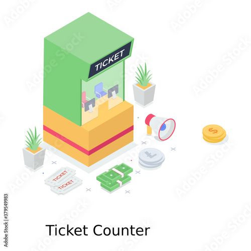 
Ticket counter vector design, editable vector 
