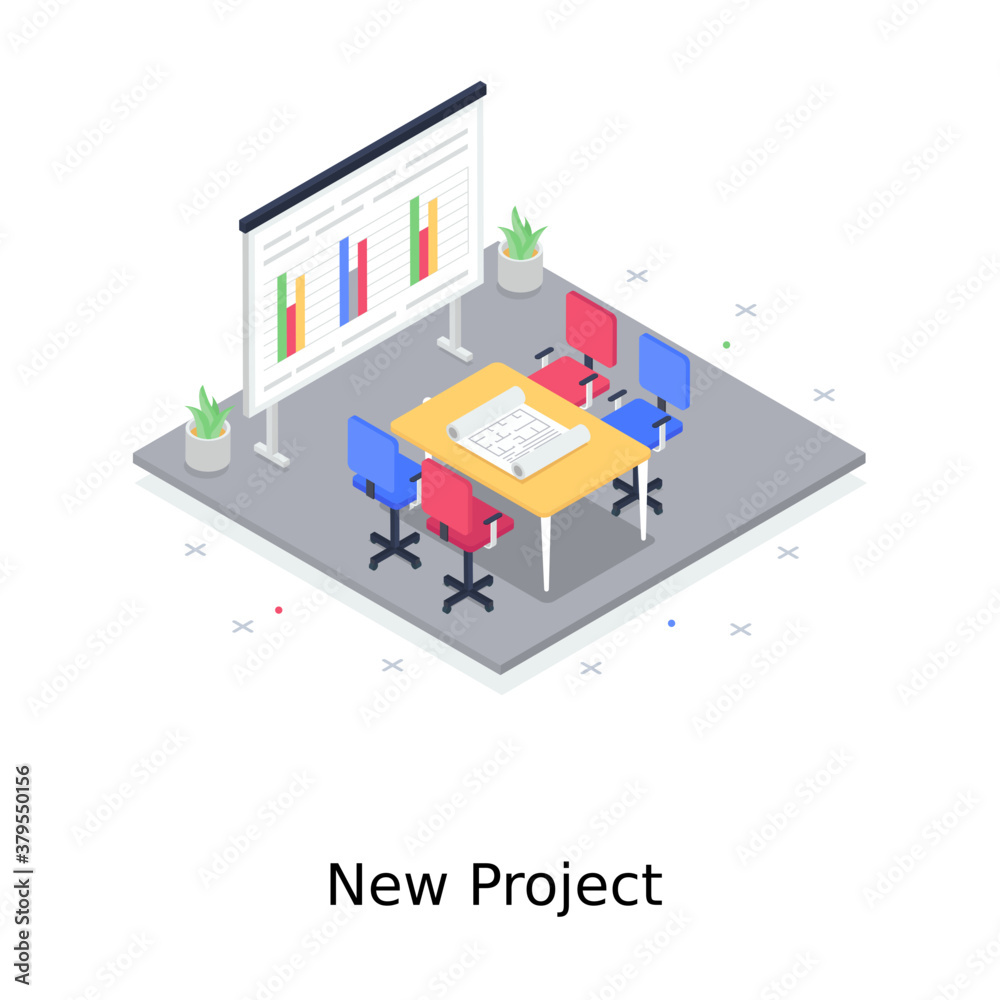 
New project vector design, notice board concept design 
