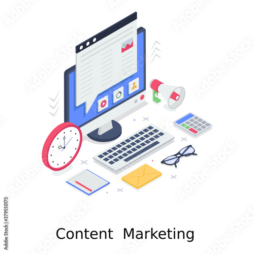
A design of content marketing, editable vector  
