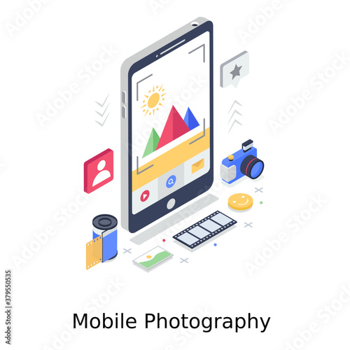  A mobile photography vector design, mobile camera  © Vectors Market