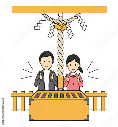 illustration of praying at shrine