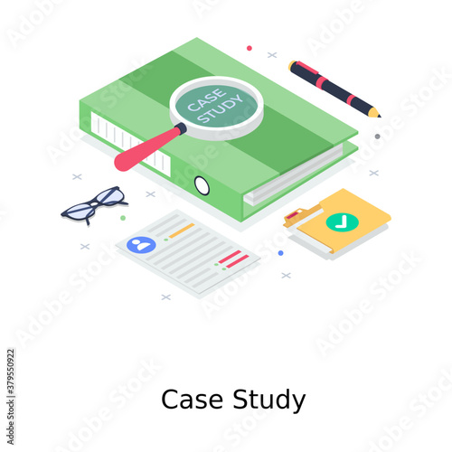 
Illustration of case study in trendy isometric style 
