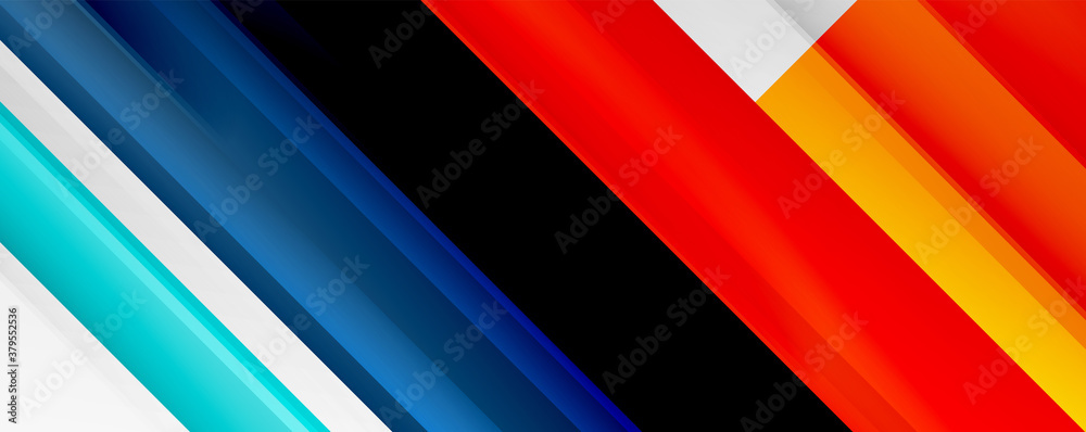 Fototapeta premium Geometric abstract backgrounds with shadow lines, modern forms, rectangles, squares and fluid gradients. Bright colorful stripes cool backdrops