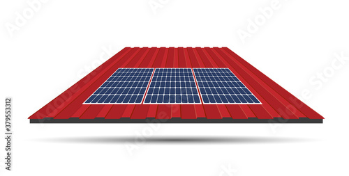 Solar panel on a roof of a house, concept of sustainable resources, vector illustration design.