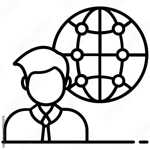
Design of http server, person with globe icon 
