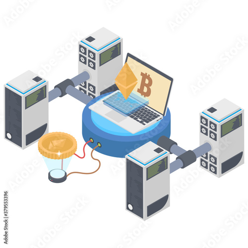 
Digital currency isometric illustration design
