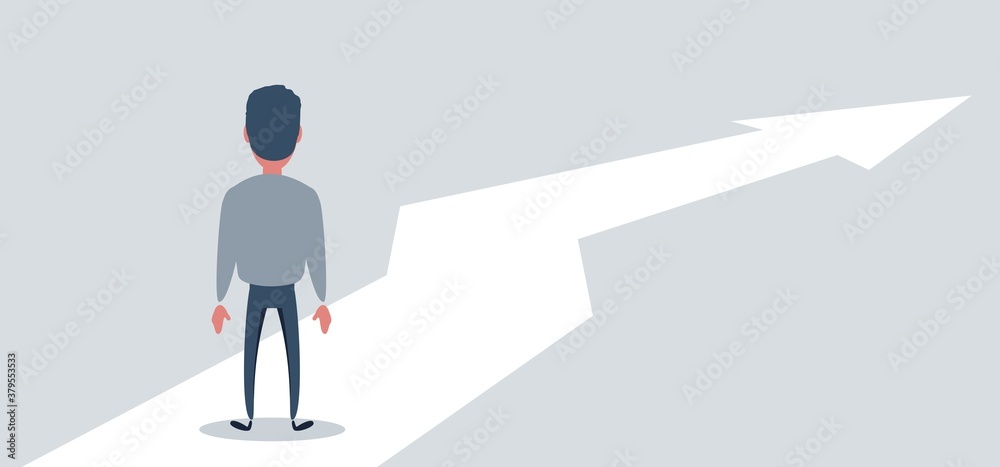 Business growth vector concept with man walking towards upwards arrow. Symbol of success, promotion, career development. vector illustration. Business growth vector concept with man walking towards upwards arrow. Symbol of success, promotion, career development. vector illustration.
