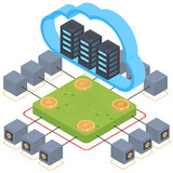 
Isometric illustration of bitcoin distributed network
