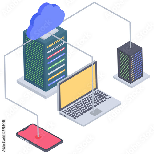  Cloud database server isometric icon 
