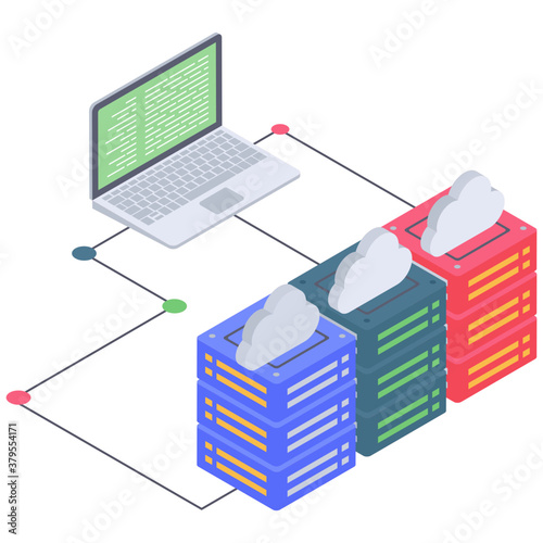 
Isometric icon of cloud data center 
