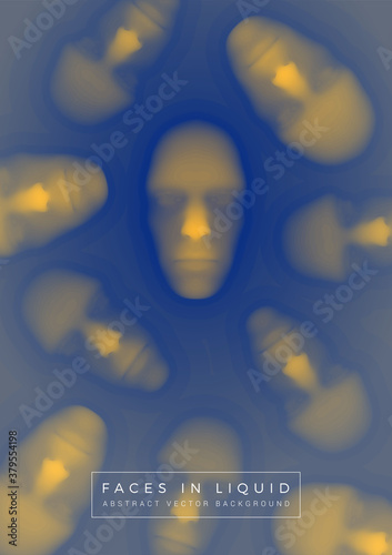 Heads of human in liquid. Abstract vector background.