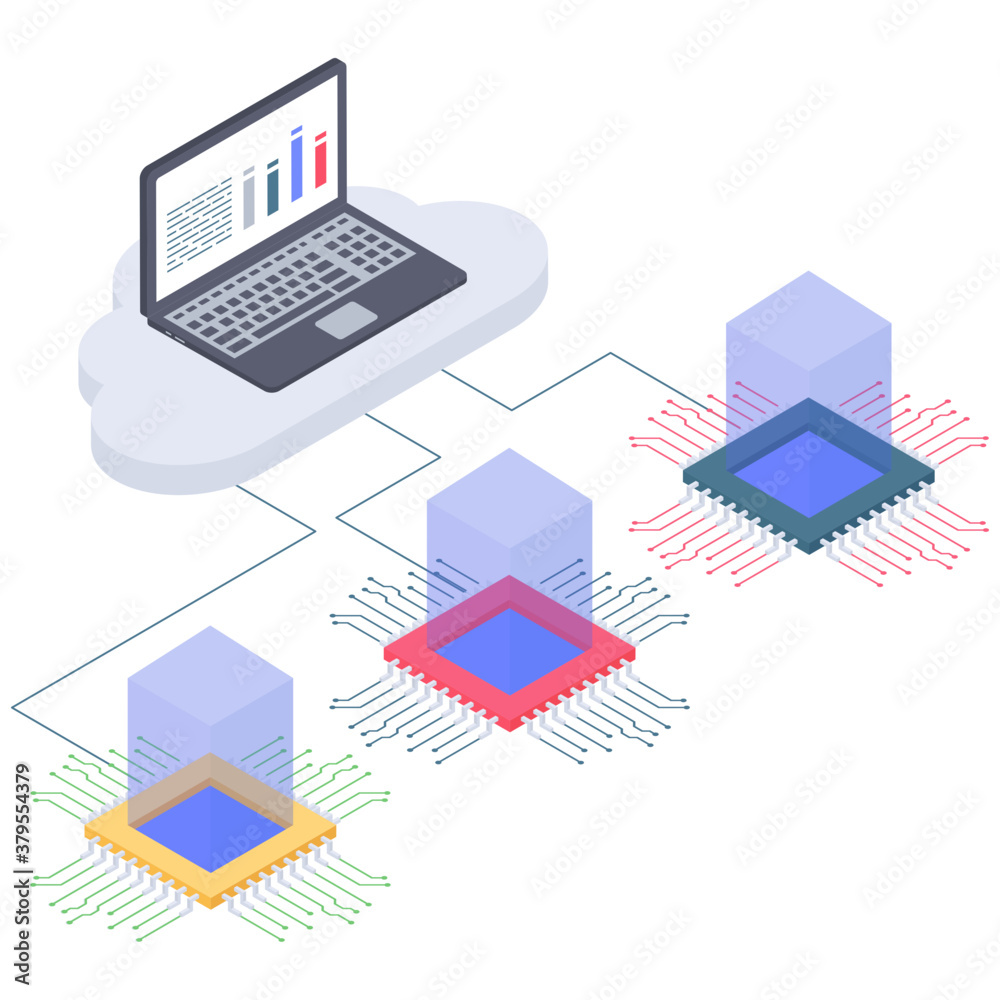 
Cloud database server isometric icon
