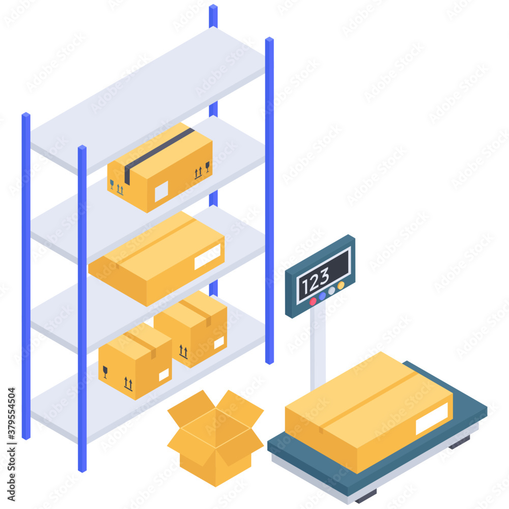 
Icon of weight scale in isometric design.
