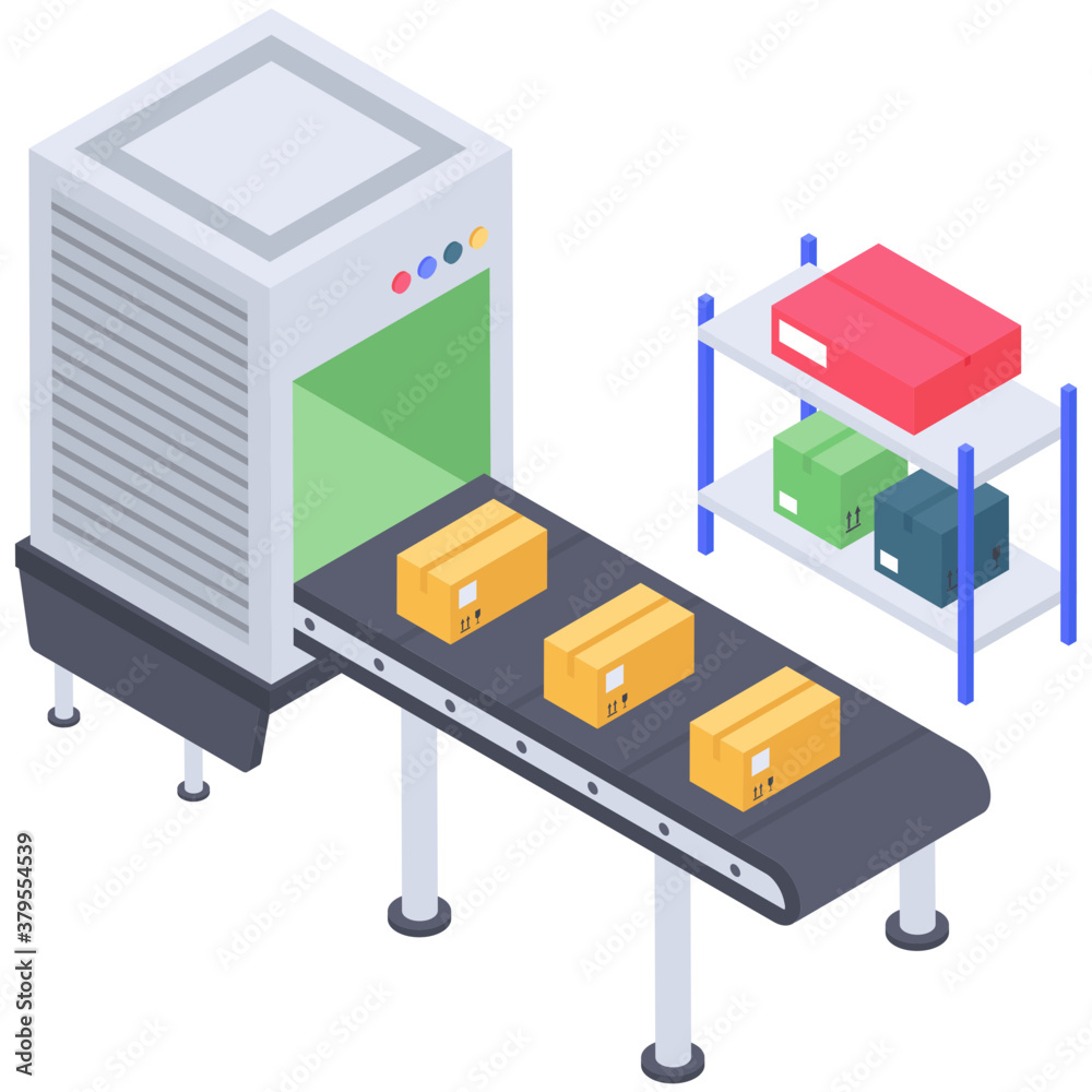 Conveyor belt icon isometric design.
Conveyor belt icon isometric design.