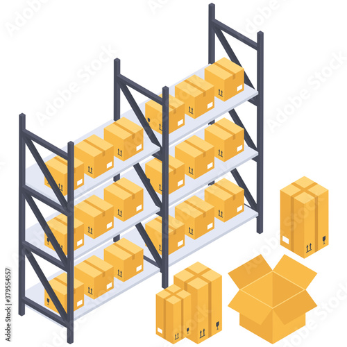 
Parcel rack icon isometric design.
