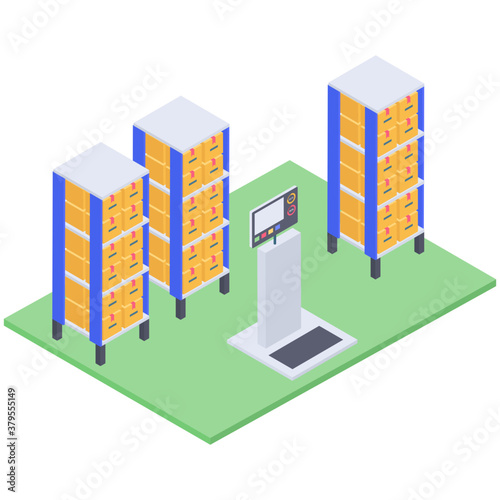 
Trading company icon in isometric design.
