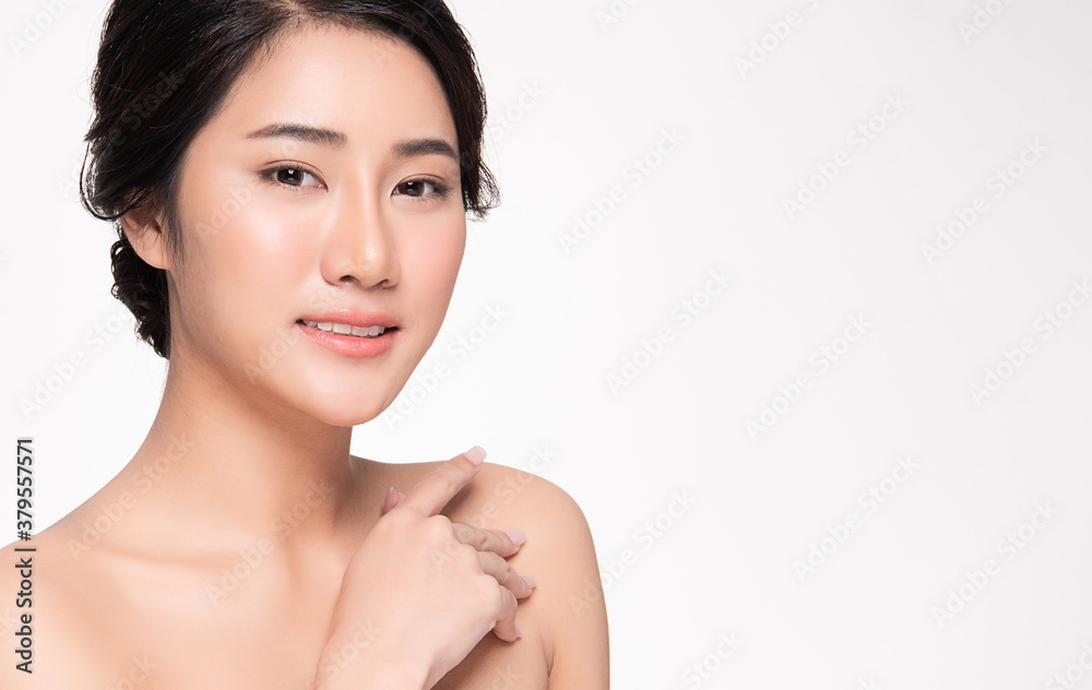 Beautiful young asian woman with clean fresh skin on white background, Face care, Facial treatment, Cosmetology, beauty and spa, Asian women portrait Beautiful young asian woman with clean fresh skin on white background, Face care, Facial treatment, Cosmetology, beauty and spa, Asian women portrait