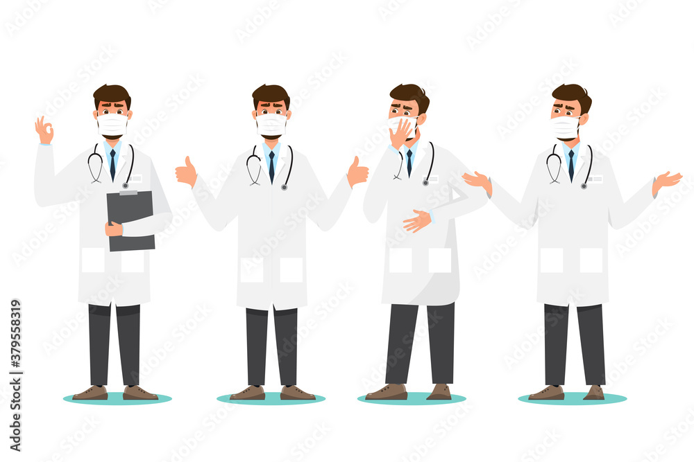 octor wear mask in different character.medical concept octor wear mask in different character.medical concept