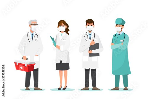 octor wear mask in different character.medical concept