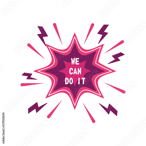 feminism we can do it explosion bubble detailed style icon vector design