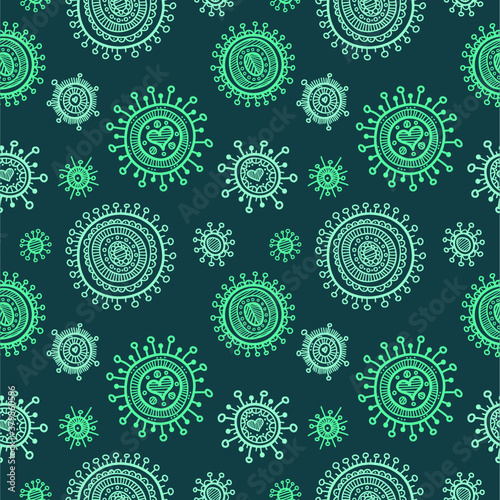 Seamless pattern with cute hand drawn ornamental snowflaks. Doodle style. Vector