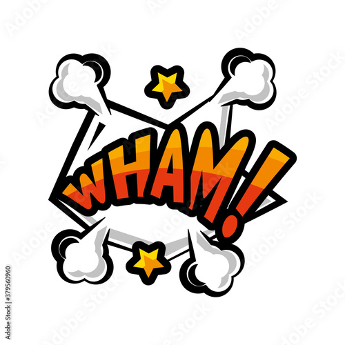 pop art wham explosion bubble detailed style icon vector design