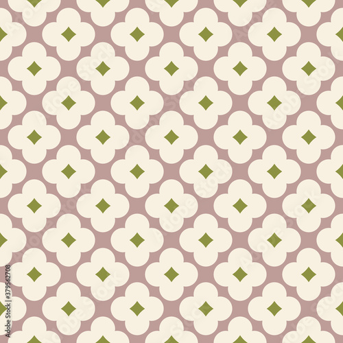 Seamless geometric pattern, simple elegant classic fashion design in pale taupe, cream and chartreuse green colors. Vector illustration. Design for wallpaper, textile, fabric, wrapping paper.