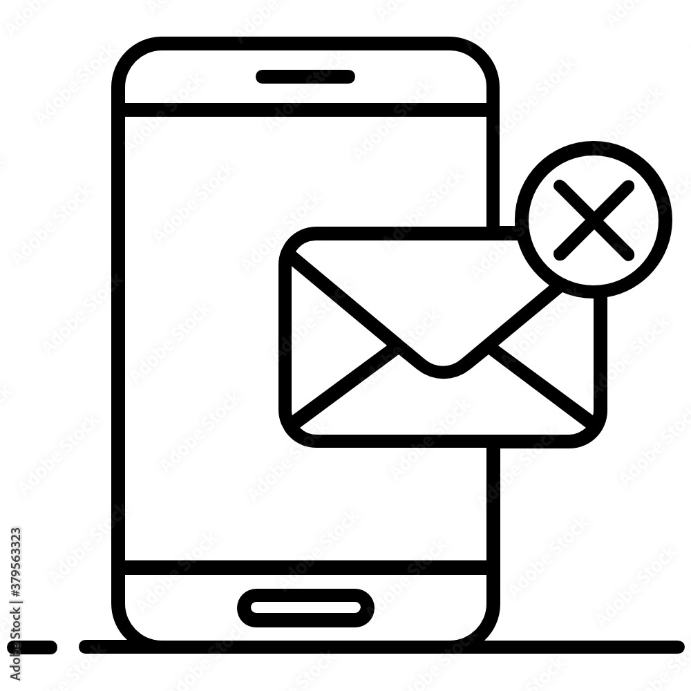 Message send failure, cross on envelope in flat style
Message send failure, cross on envelope in flat style