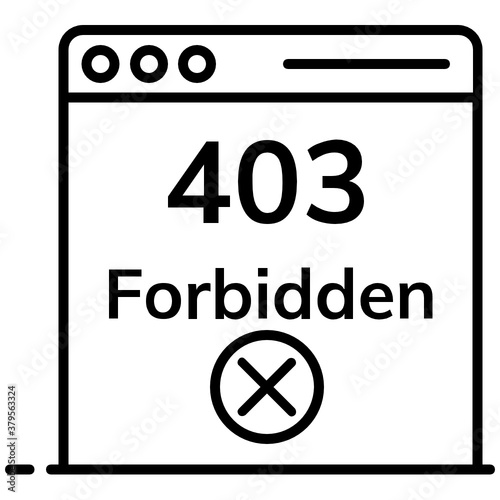 
Error 403 icon style, webpage error in flat vector 
