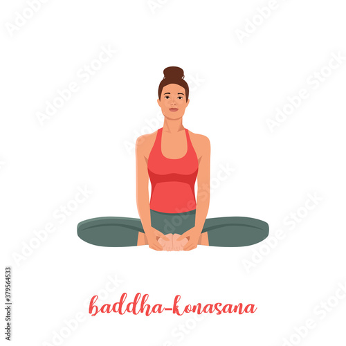 Art & IllustrationWomen silhouette. Bound Angle yoga pose. Baddha Konasana. Vector illustration