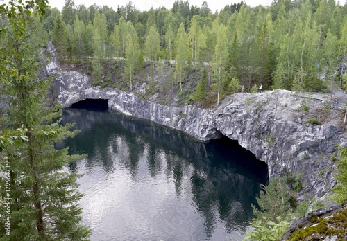 caves in the rocks by the river