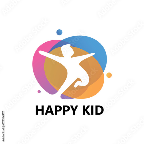 Happy Kid Logo Template Design Vector